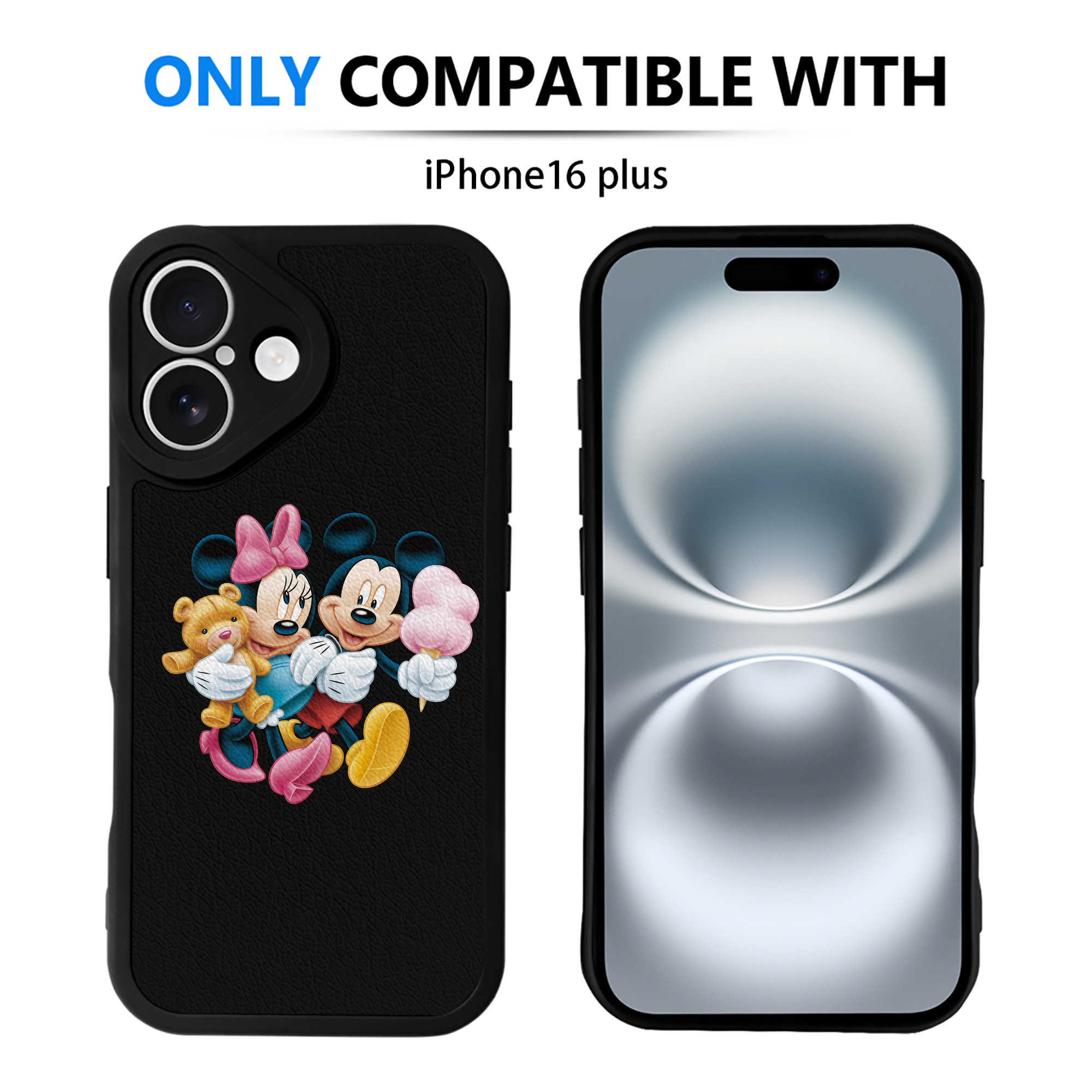 （画像用） ミッキーマウス Mickey Mouse 【iPhone 16シリーズ対応】シリコンスマホケース（レザー調） 材質：シリコン